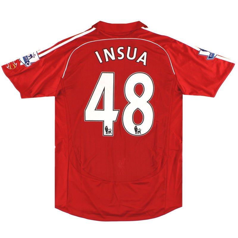 Camiseta de local de partido Adidas del Liverpool 2007-08 Insua #48 L