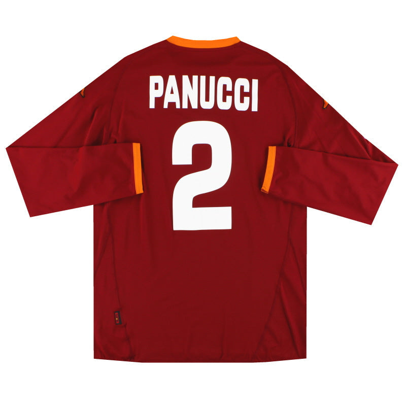 Camiseta local de Roma Kappa PI 2007-08 de Panucci #2 L/S *Como nueva* XXL