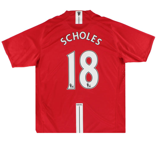 2007-08 Manchester United Nike Home Shirt Scholes #18 L