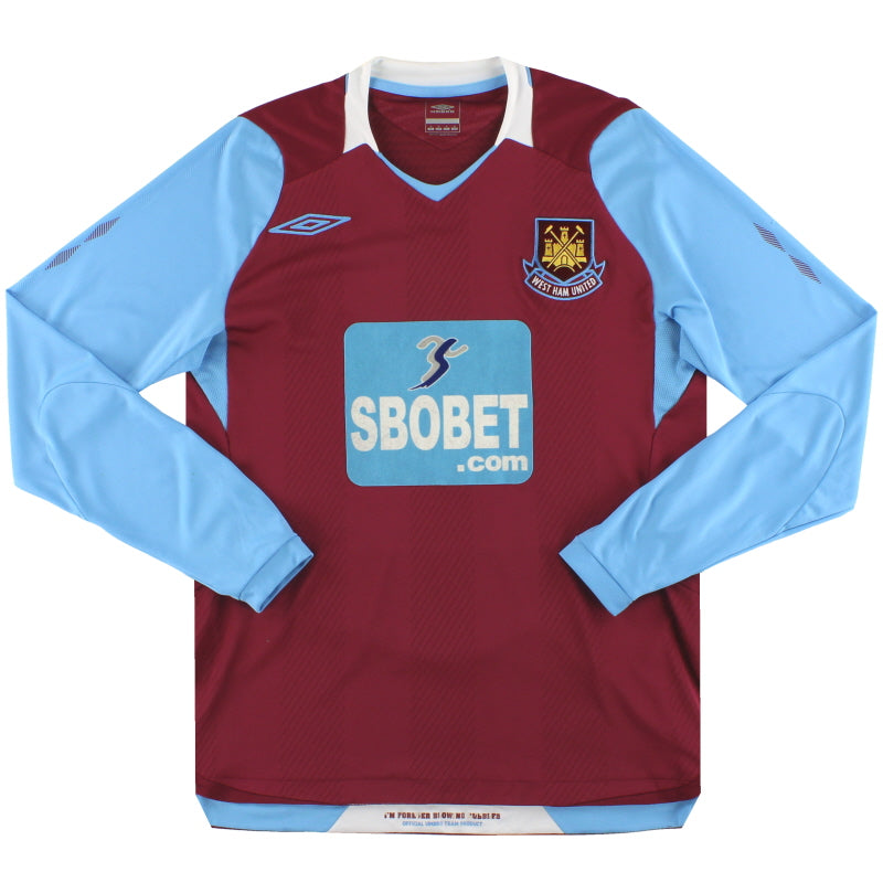 Camiseta Umbro West Ham Primera Equipación Manga Larga 2008-09 Talla S