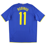 Camiseta Nike de visitante de Brasil 2008-10 Robinho #11 XL