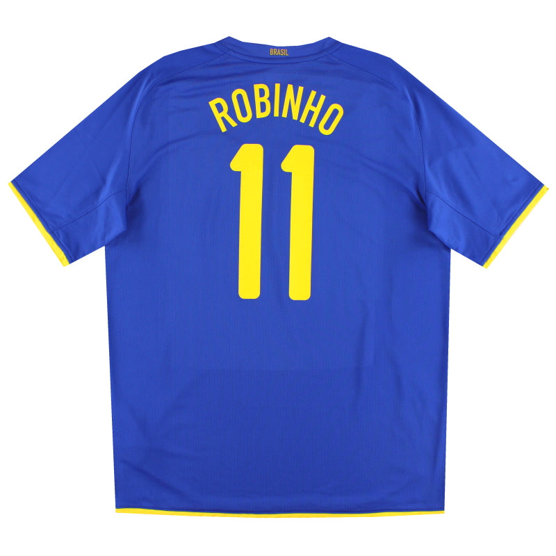 Camiseta Nike de visitante de Brasil 2008-10 Robinho #11 XL