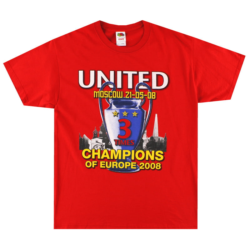 Camiseta Gráfica del Manchester United 'CL 3 Times' 2008 *Como Nueva* Talla L