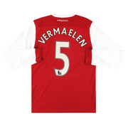 Camiseta Local Nike Arsenal 2010-11 Vermaelen #5 Manga Larga Talla S
