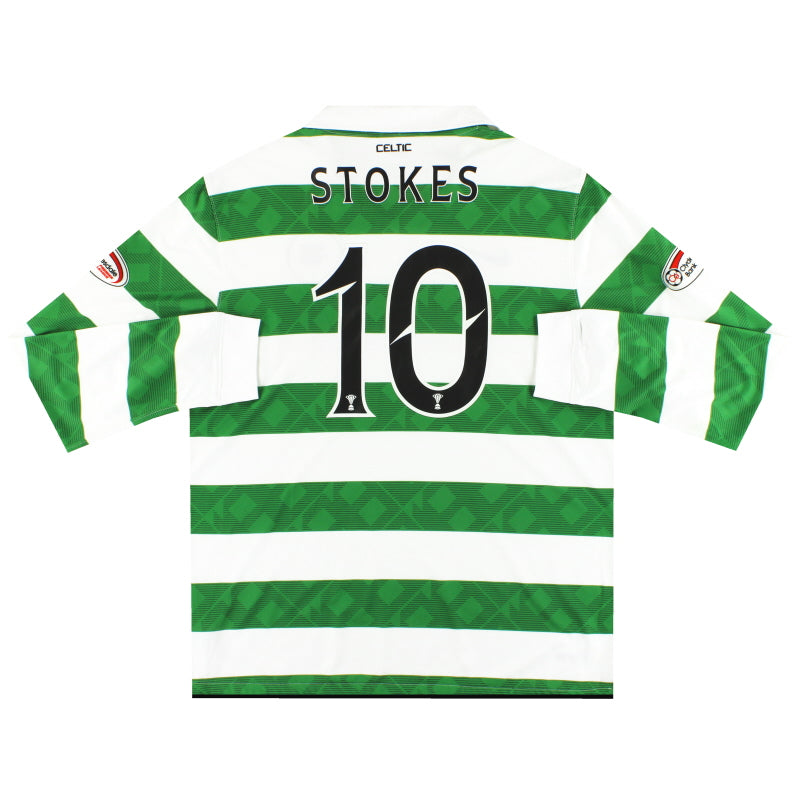 2010-11 Camiseta de local de Celtic Nike manga larga Stokes #10 *Impecable* XL