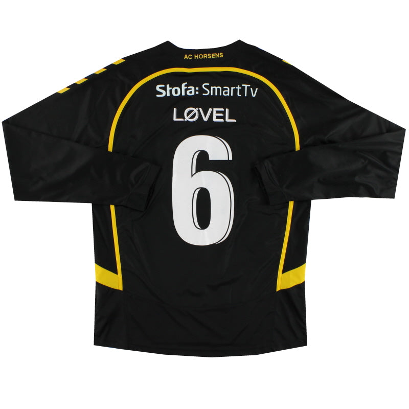 Camiseta de la segunda equipación del AC Horsens Hummel de la temporada 2012-13, Lovel #6, manga larga, talla L