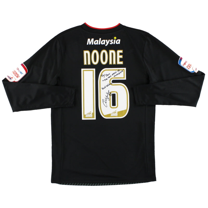 2012-13 Cardiff City Camiseta de partido de tercer uniforme firmada Noone #16 Manga Larga Talla M