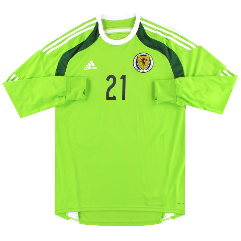 Camiseta de portero de jugador Adidas Formotion Escocia 2014-15 #21 *Como nueva* S
