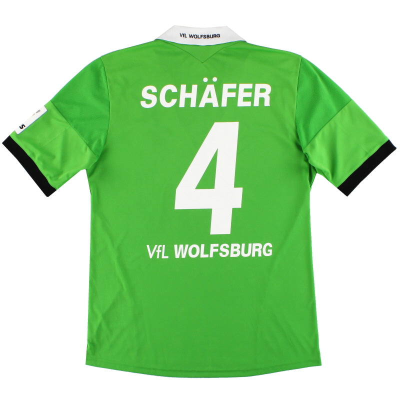 Camiseta de visitante adidas del Wolfsburg 2013-14 Schafer #4 *Impecable* M