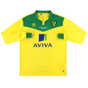 Camiseta local del Norwich City Errea 'Play-Off' manga larga 4XL 2014-15