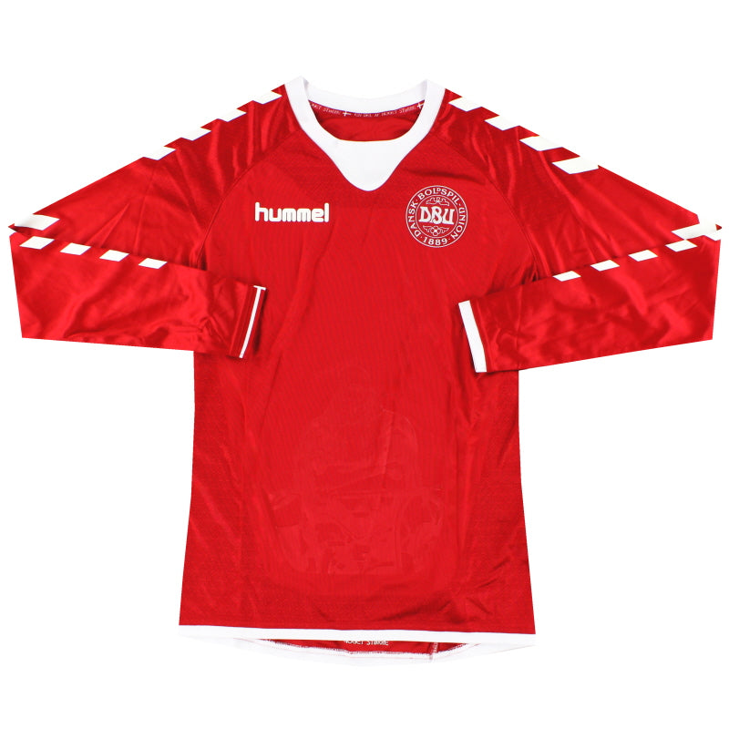 2016-17 Dinamarca Hummel Camiseta Local Manga Larga *Como Nueva* Niños Grandes