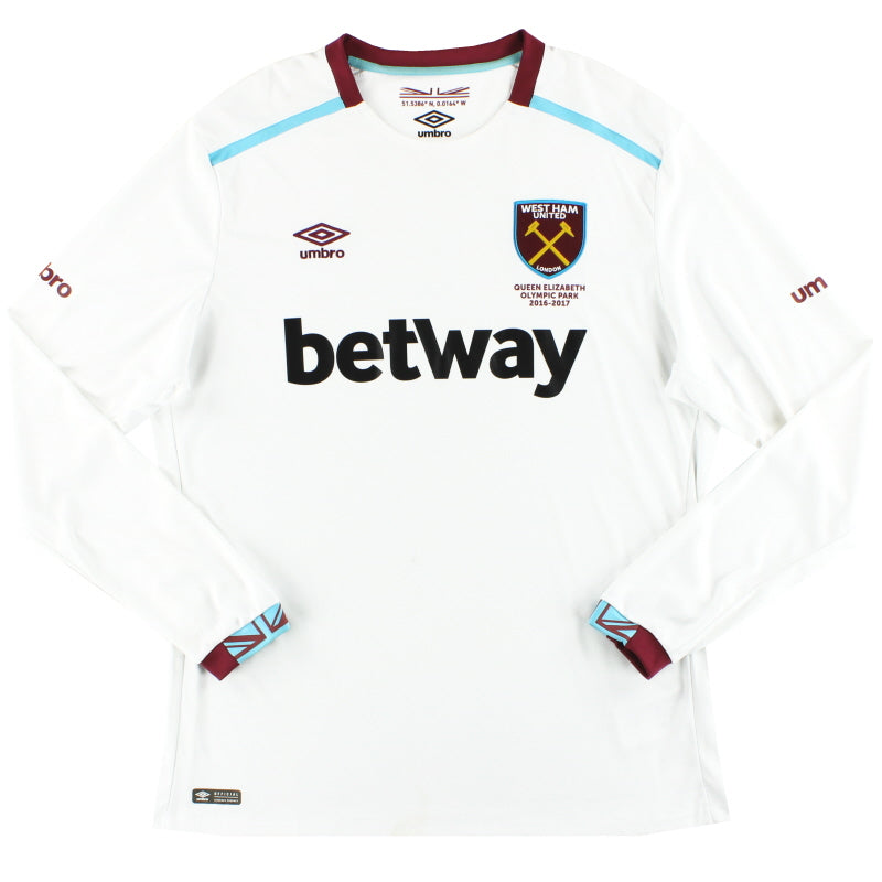 Camiseta de visitante Umbro del West Ham 2016-17, manga larga, talla XL