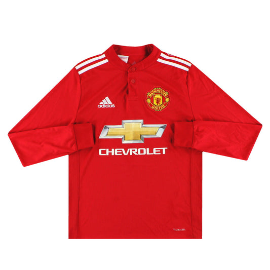 2017-18 Manchester United adidas Home Shirt L/S L.Boys