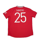 Camiseta de local auténtica 2022/23 Manchester United Sancho #25 *NUEVA CON ETIQUETAS* (XXL) Adidas