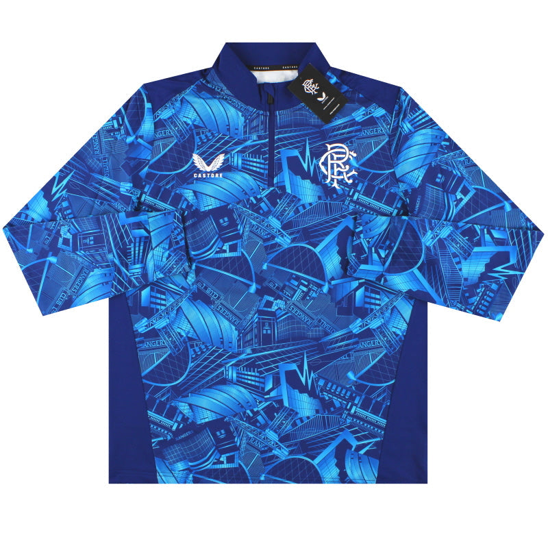 2023-24 Rangers Castore Stadium Print Top con cremallera 1/4 *BNIB* L