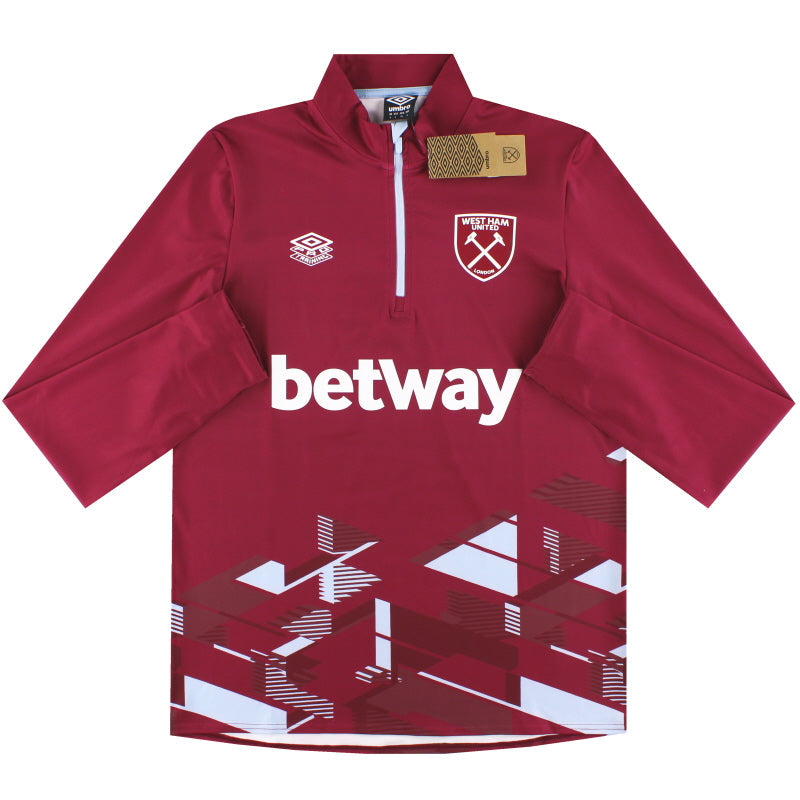 Sudadera de calentamiento 2023-24 West Ham Umbro 1/4 cremallera *con etiquetas* M