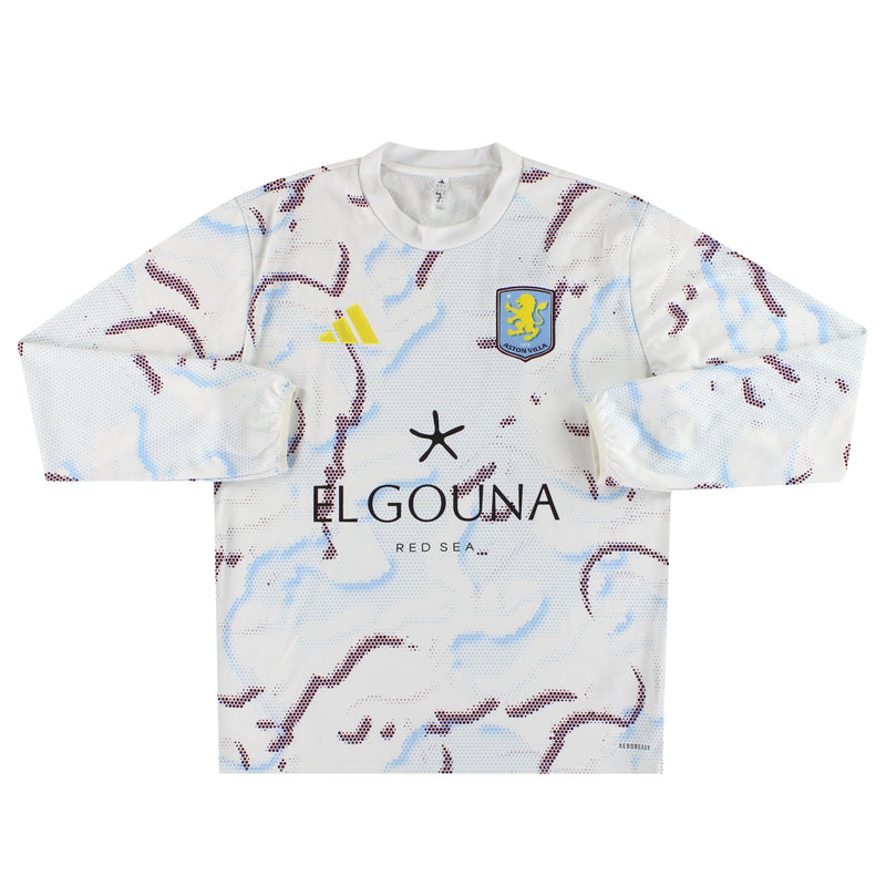 2025-26 Aston Villa adidas Player Issue Pre-Match Warm Top S