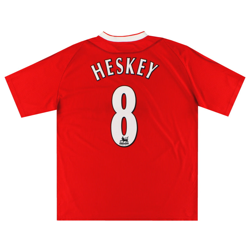 2002-04 Camiseta de local Reebok del Liverpool Heskey #8 *Impecable* XL
