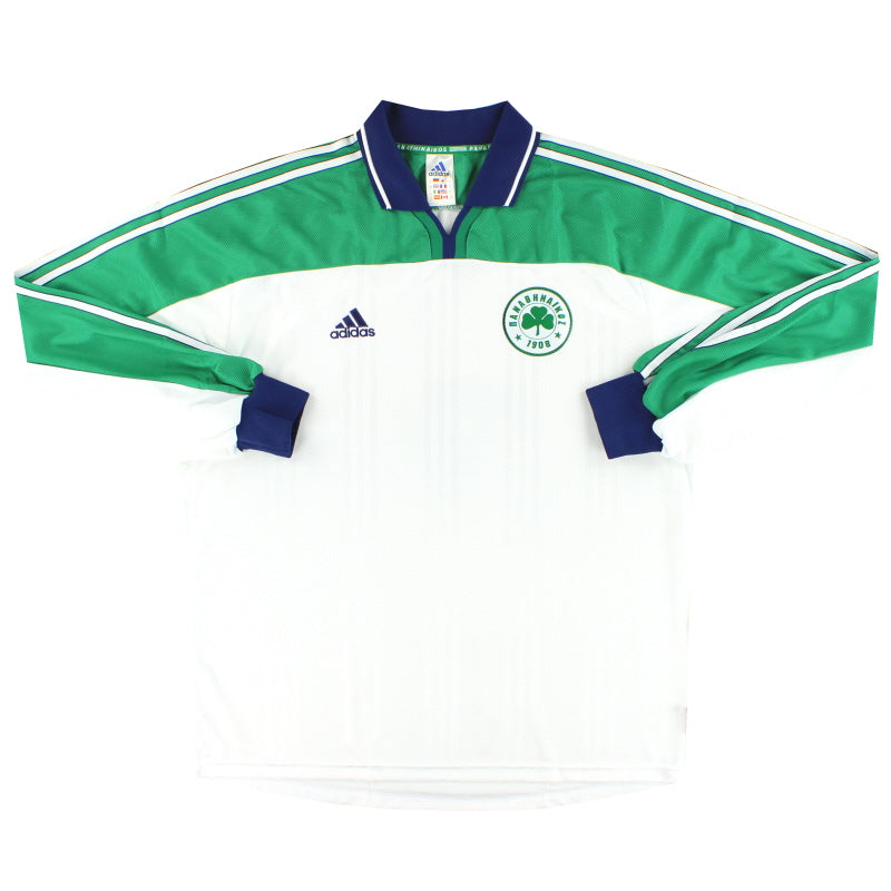 2000-01 Panathinaikos camiseta de jugador adidas de visitante manga larga *con etiquetas* XL