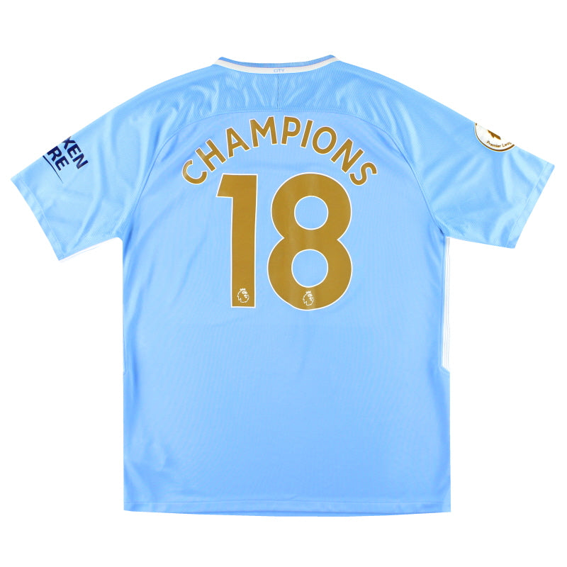 2017-18 Camiseta local del Manchester City Nike Champions #18 Talla XL