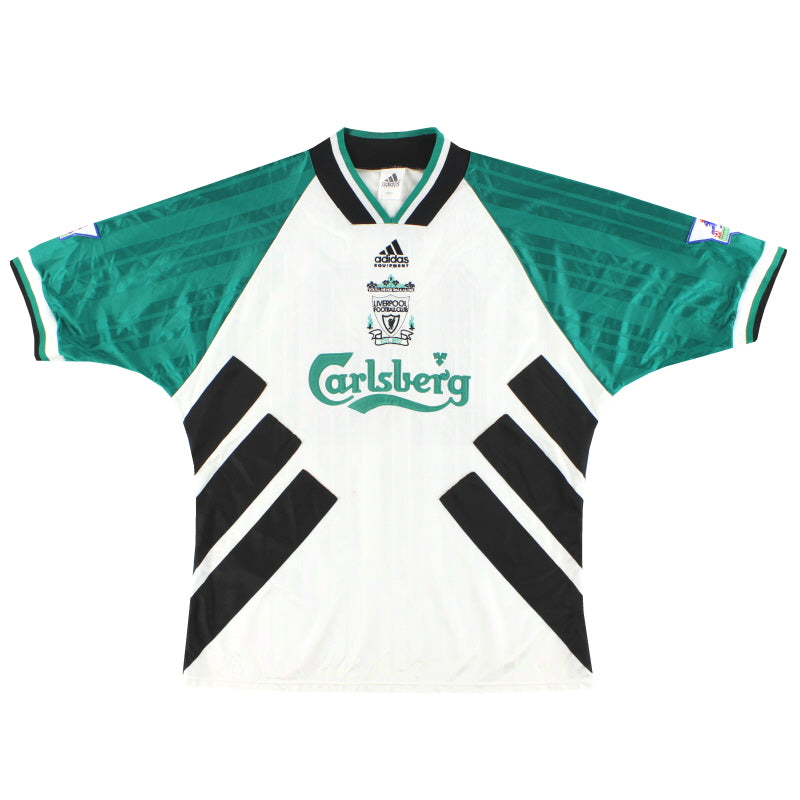 Camiseta del Liverpool Adidas de la temporada 1993-95, usada en partido, talla L, número 19.