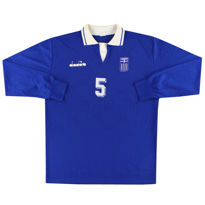 1994-95 Grecia Diadora Camiseta de local de partido L/S #5 XL
