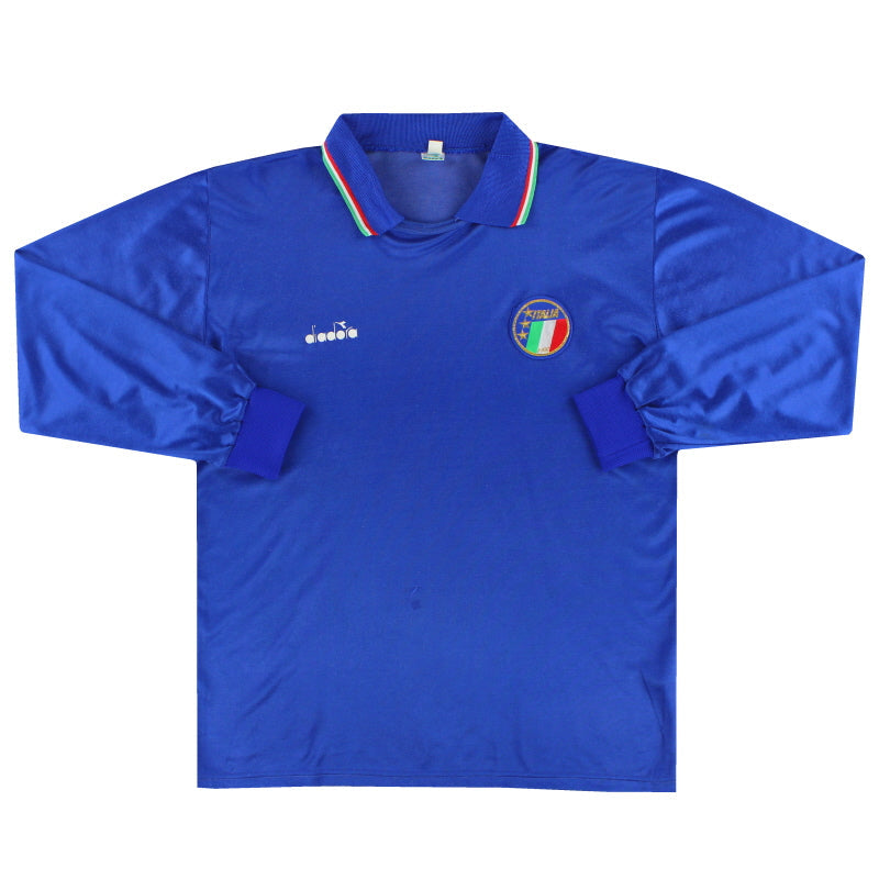 1986-90 Italia Diadora Camiseta Local Manga Larga M