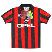 Camiseta de la primera equipación Lotto del AC Milan 1994-95 *con etiquetas* Talla S