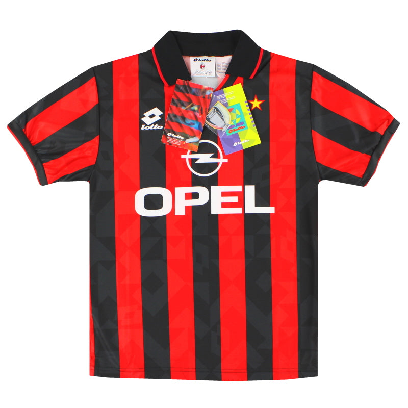 Camiseta de la primera equipación Lotto del AC Milan 1994-95 *con etiquetas* Talla S