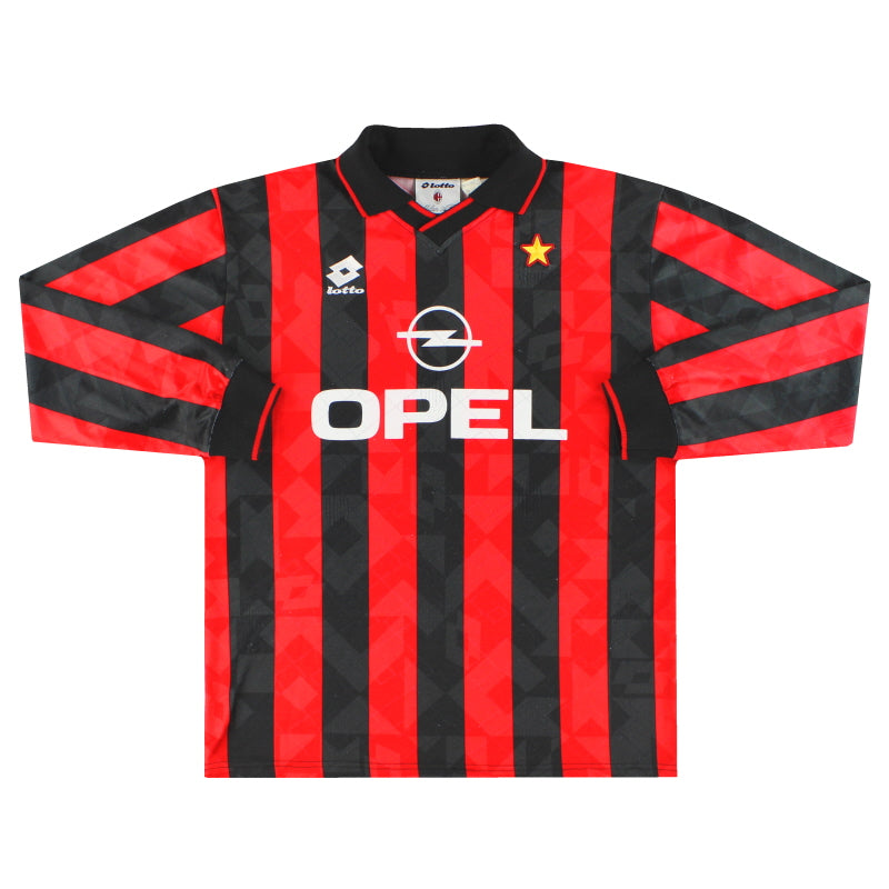 1994-95 AC Milan Lotto Camiseta Local de Jugador Manga Larga Talla L