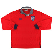 1999-01 Inglaterra Umbro Camiseta de Jugador de Visitante Manga Larga Talla L