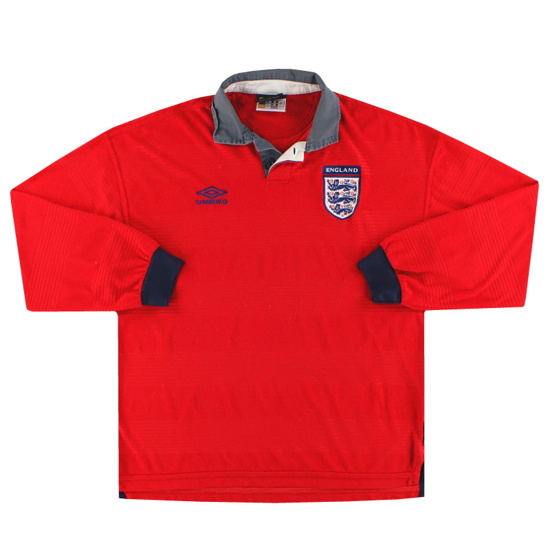 1999-01 Inglaterra Umbro Camiseta de Jugador de Visitante Manga Larga Talla L