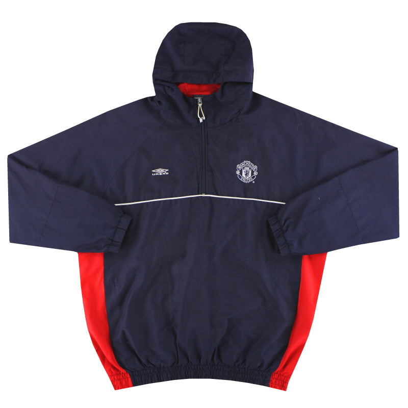 Chaqueta de chándal con capucha y cremallera de 1/4 Umbro Manchester United 2000-01, talla XL