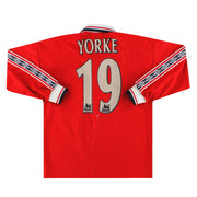 1998-00 Manchester United Umbro Camiseta Local Yorke #19 Manga Larga T.Niño Grande