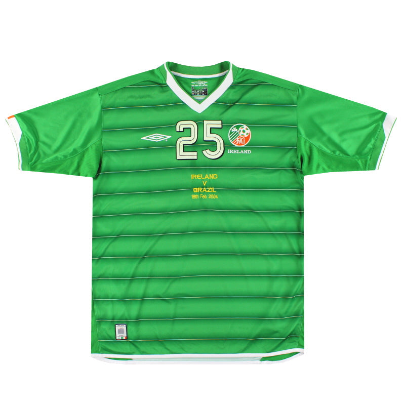 2003-04 Irlanda Umbro Camiseta de Partido de Local 'vs Brasil' #25 L