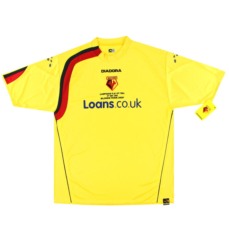 Camiseta de casa del Watford Diadora 'Play-off Final' 2005-06 *A ESTRENAR EN SU CAJA ORIGINAL* XL