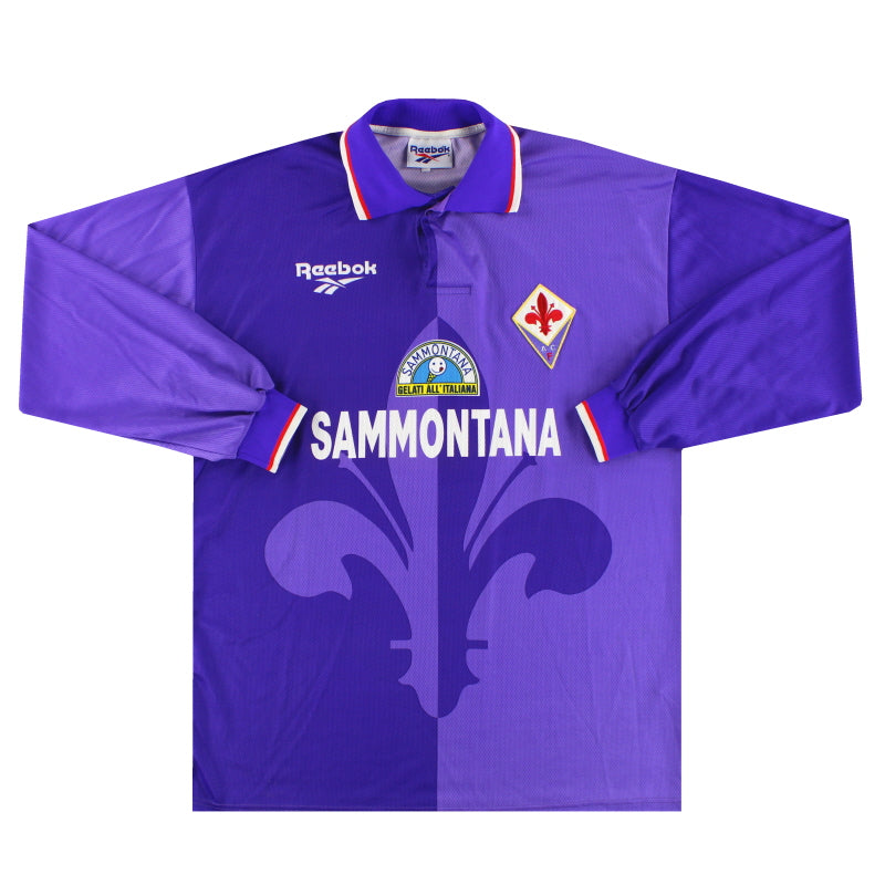 1995-96 Camiseta de local de manga larga #9 XL del Fiorentina Reebok, edición de partido