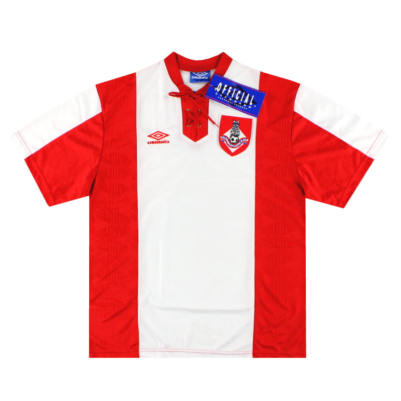 Camiseta de visitante Umbro del Oldham 1992-94 *con etiquetas* L