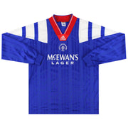 1992-94 Rangers adidas Camiseta de jugador local manga larga L/XL
