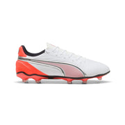 Botas de fútbol Puma King Match FG/AG - Blanco Puma/Plata Puma/Rojo Brillante