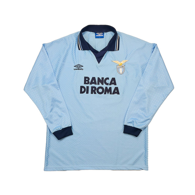 1995/96 LAZIO FUSER #14 *MATCH ISSUE* L/S HOME SHIRT (L) UMBRO