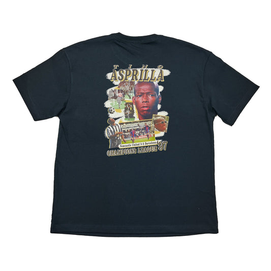 NEWCASTLE UNITED ASPRILLA BOOTLEG TEE | Cult Kits, Large / Newcastle / Black