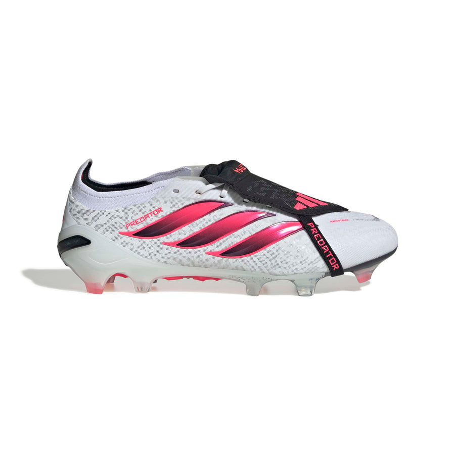 Botas de fútbol adidas Predator 26 Elite con lengüeta plegable FG/AG - Blanco/Turbo Solar/Negro