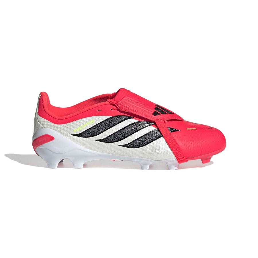 Botas de fútbol adidas Predator 26 League con lengüeta plegable FG/AG para niño - Rojo lúcido/Negro núcleo/Blanco ftwr