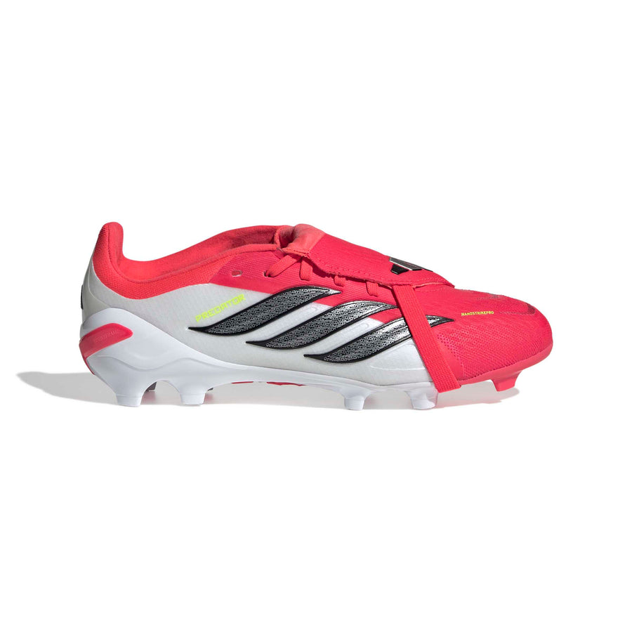 Botas de fútbol júnior adidas Predator 26 Elite con lengüeta plegable FG/AG - Rojo lúcido/Negro/Blanco