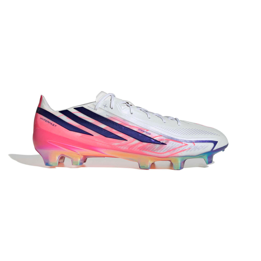 Botas de fútbol adidas F50 Hyperfast Elite FG/AG - Blanco Ftwr/Morado Solar/Turbo Solar