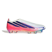 Botas de fútbol sin cordones FG/AG adidas F50 Hyperfast Elite - Blanco Ftwr/Morado Solar/Turbo Solar