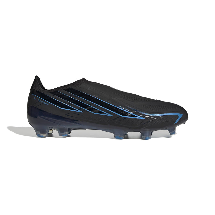 Botas de fútbol adidas F50 Hyperfast Elite sin cordones FG/AG - Negro/Negro/Azul Lucid Ray
