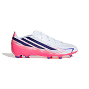 Botas de Fútbol adidas F50 Hyperfast League FG/AG Jnr - Blanco/Morado Solar/Turbo Solar