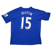 Camiseta de local de Distin #15 del Everton 2010/11 *Preparada para partido* (XL) Le Coq